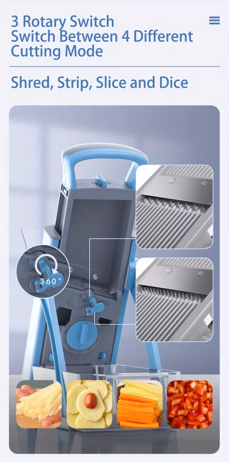 1 set multifunctional vegetable cutter for shredding slicing stripping and dicing vegetable chopper with adjustable blade multifunctional fruit slicer with large volume vegetable slicer with abs material cutter with container onion mincer Product details 4