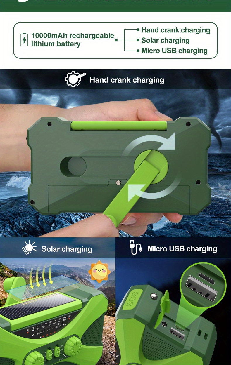 Multi function Emergency Radio /fm/noaa Solar Hand Crank details 4