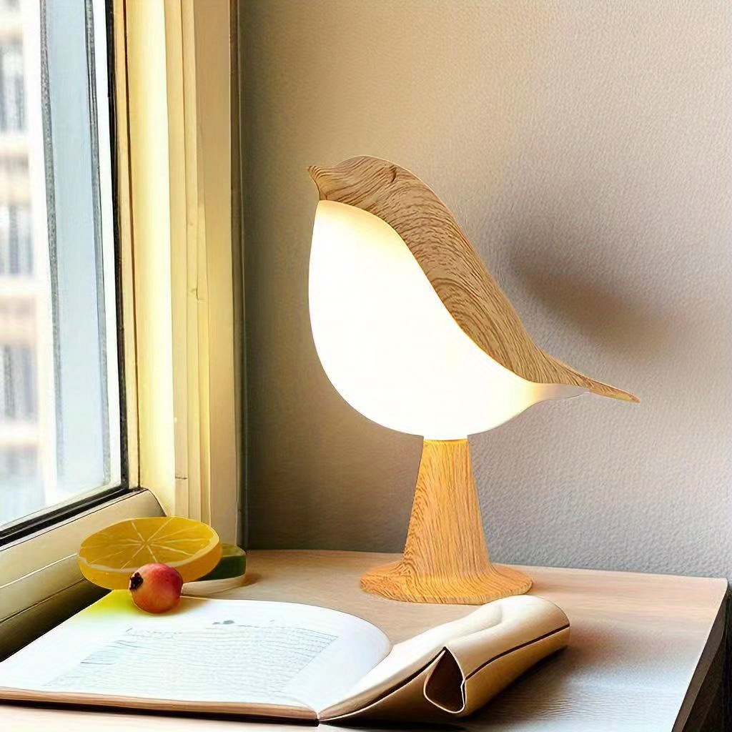 1pc magpie night light cute little bird night light with touch control modern dimmable rechargeable aromatherapy table lamp for bedroom nursery office car home decor details 9