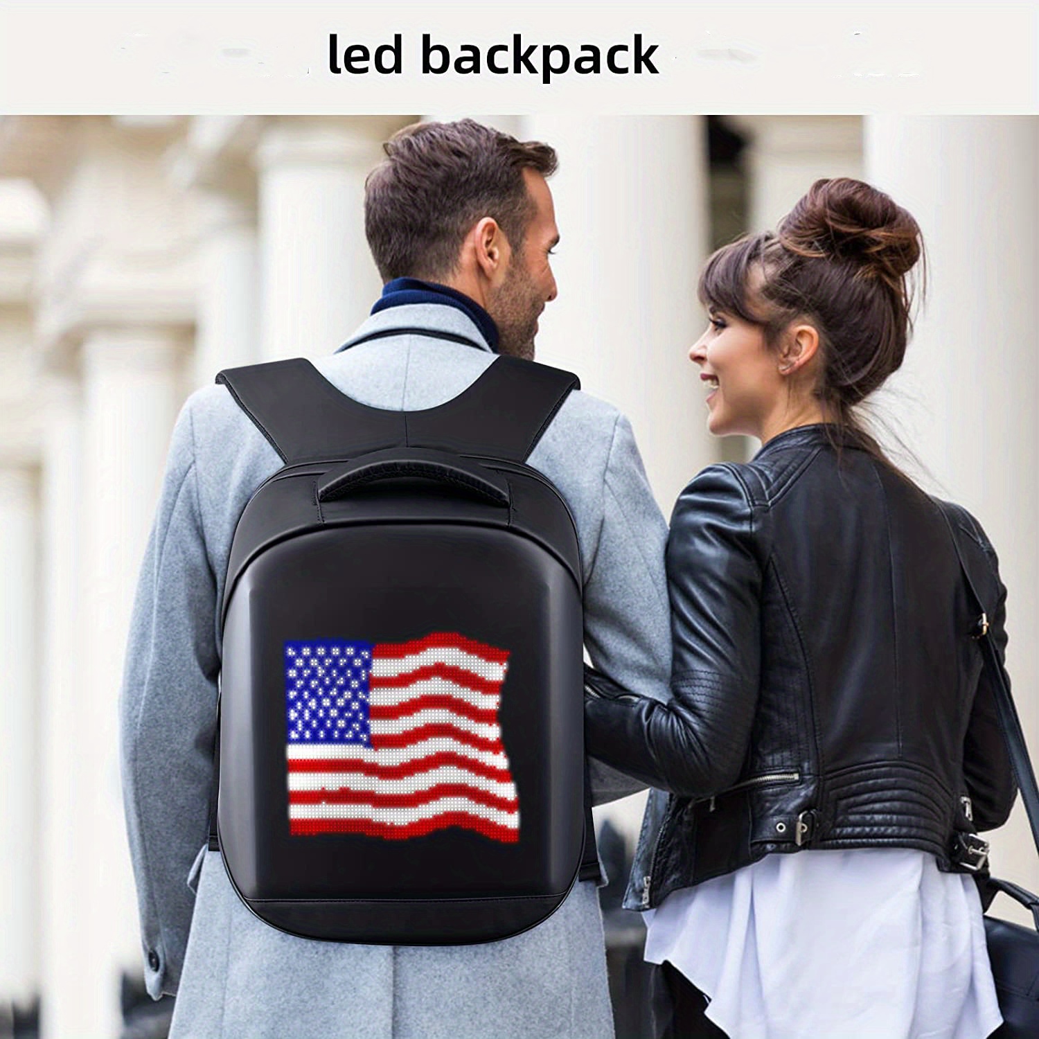 1pc led wifi version smartphone controlled led screen dynamic stylish dazzling 3 0 waterproof backpack for motorcycle laptop cycling backpack details 31