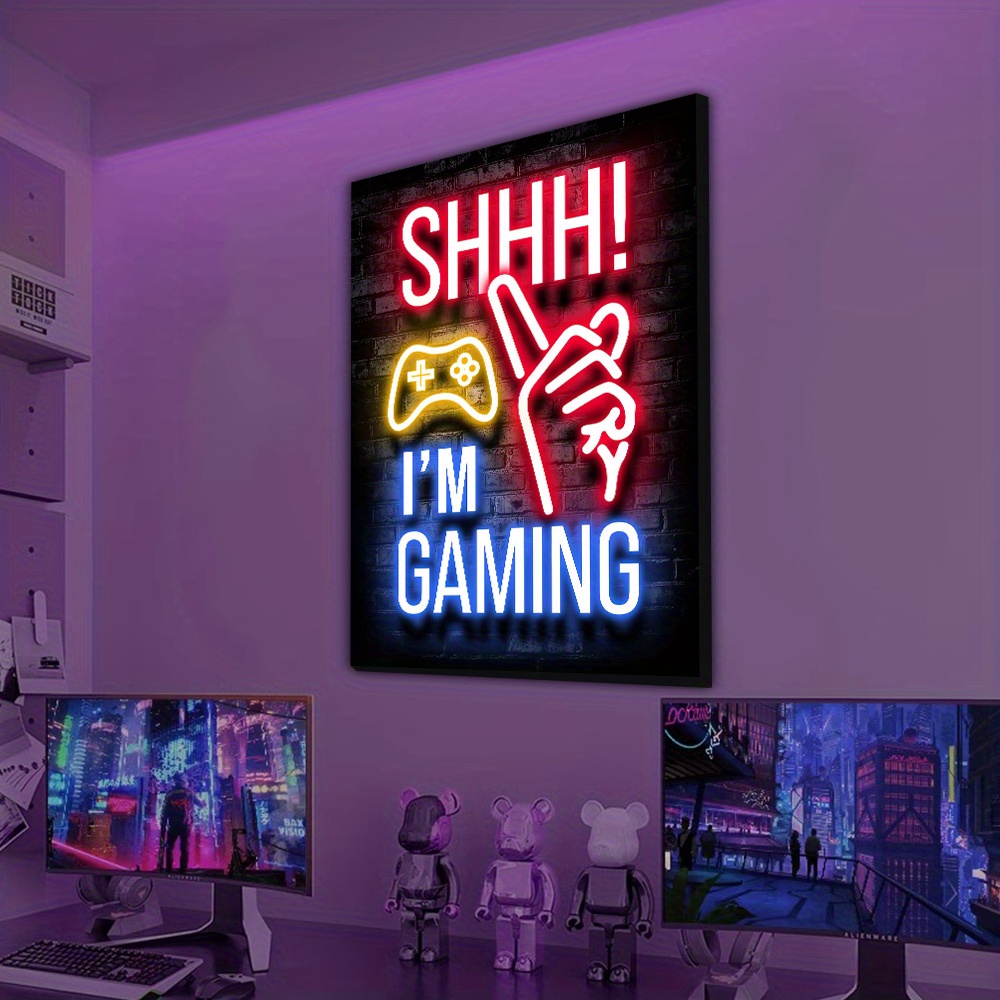 1pc neon game poster vibrant canvas painting for electronic sports room game hall and boys bedroom perfect wall decor for gamers details 2