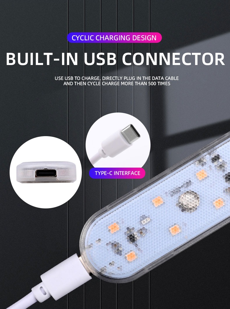 1pc touch sensor led ambient light 8 led car interior roof reading lamp wireless colorful atmosphere light usb rechargeabl foot lamp details 8