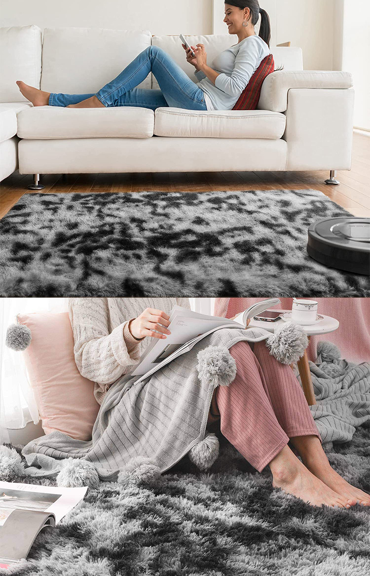 1pc fluffy area rug black shag area rugs extra soft and shaggy carpets indoor fuzzy rugs for bedroom living room home rug outdoor rug home decor details 4