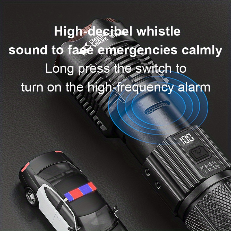 smiling shark flashlights high lumens rechargeable led super bright flash light high powered handheld flashlights for emergency camping gift ip67 waterproof zoomable details 5