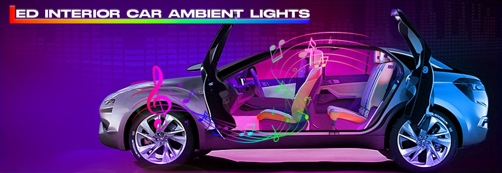 4 led smart car light strips 12v music synchronized color changing light strips app 44 key remote control diy mode brightness adjustment lights for various car models details 1