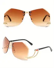 y2k irregular shield fashion sunglasses for women men large rimless gradient sun shades for summer beach party club details 1