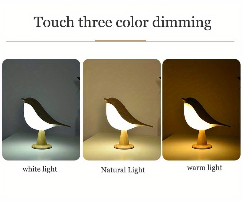 1pc magpie night light cute little bird night light with touch control modern dimmable rechargeable aromatherapy table lamp for bedroom nursery office car home decor details 1