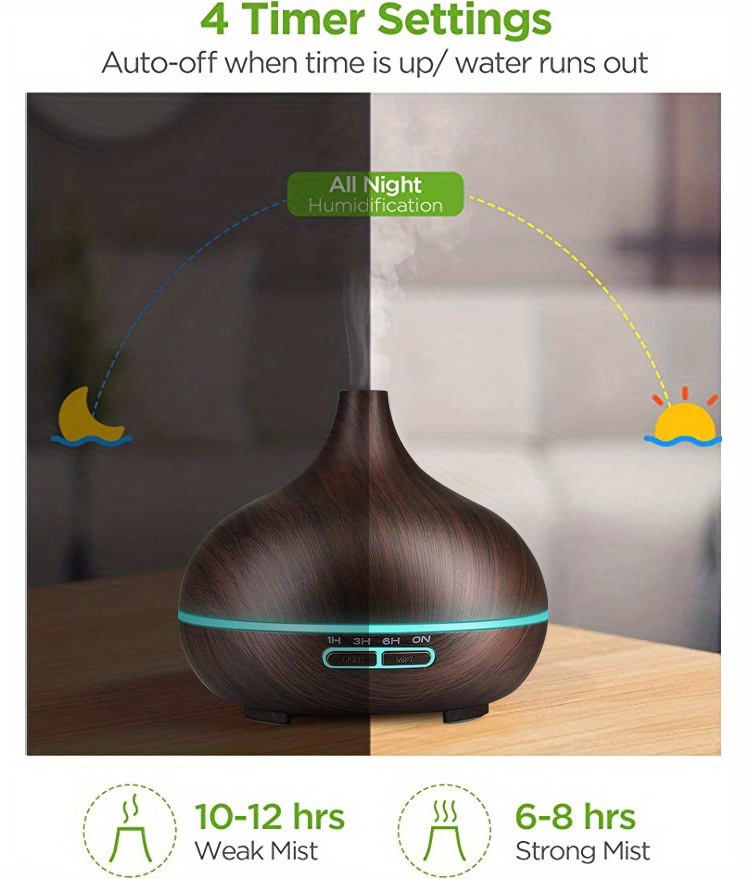 1pc 550ml essential oil diffuser remote control diffusers for essential oils electric ultrasonic air humidifier aromatherapy diffuser with waterless auto off details 3