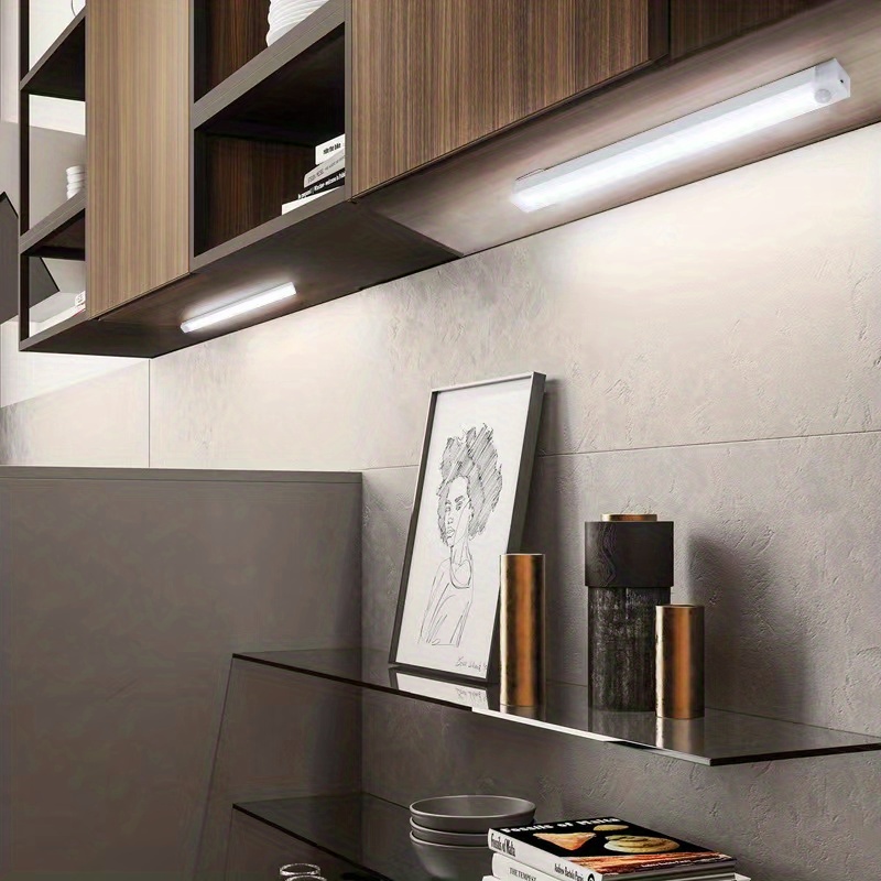 cabinets, motion activated led light bar ultra thin wireless usb rechargeable perfect for kitchen cabinets stairs hallways wardrobes details 10