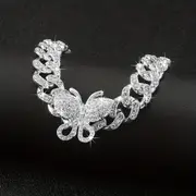 luxury sparkling rhinestone exaggerated style hip hop cuban chain butterfly bracelet details 9