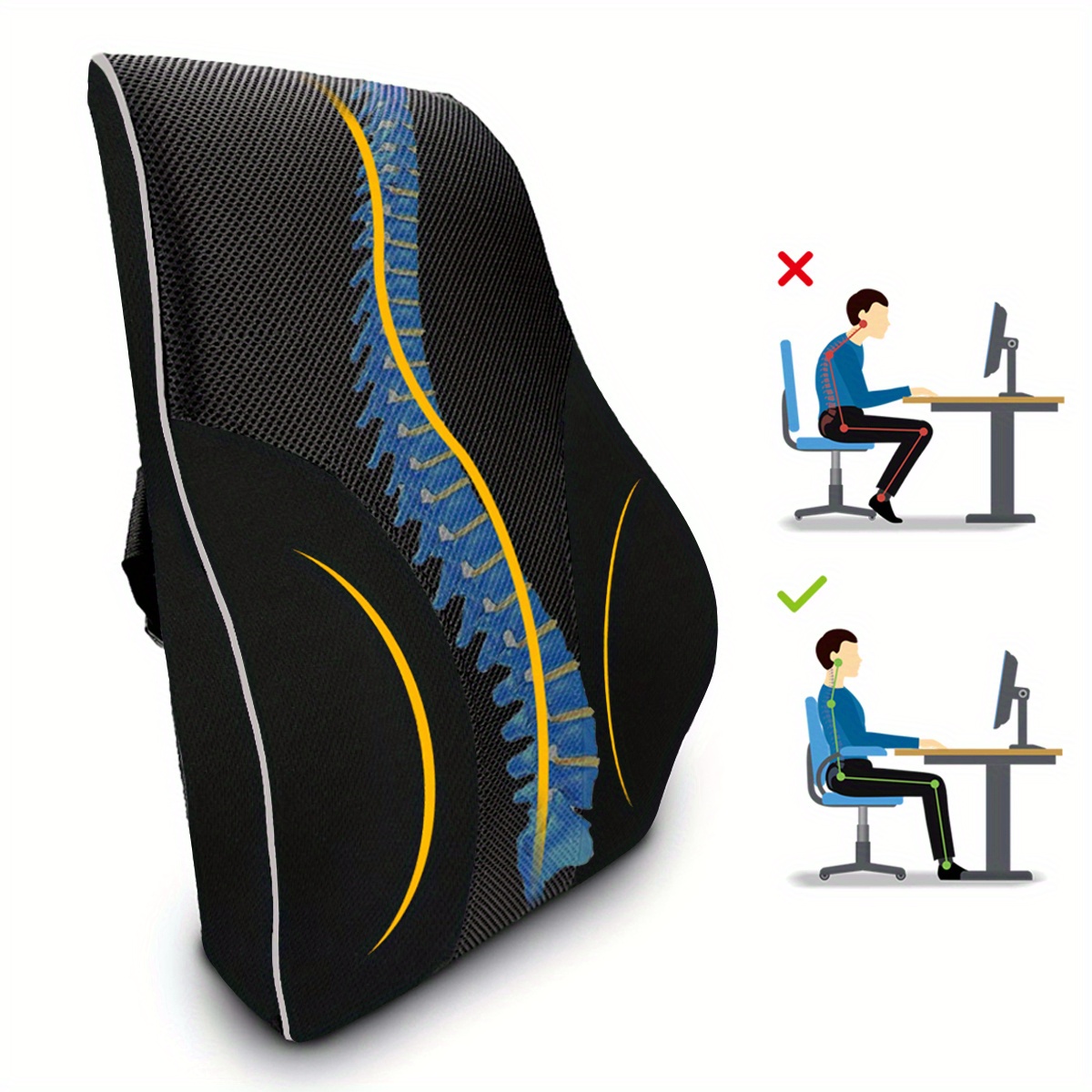 memory foam lumbar   chair support car seat waist support   for     details 1