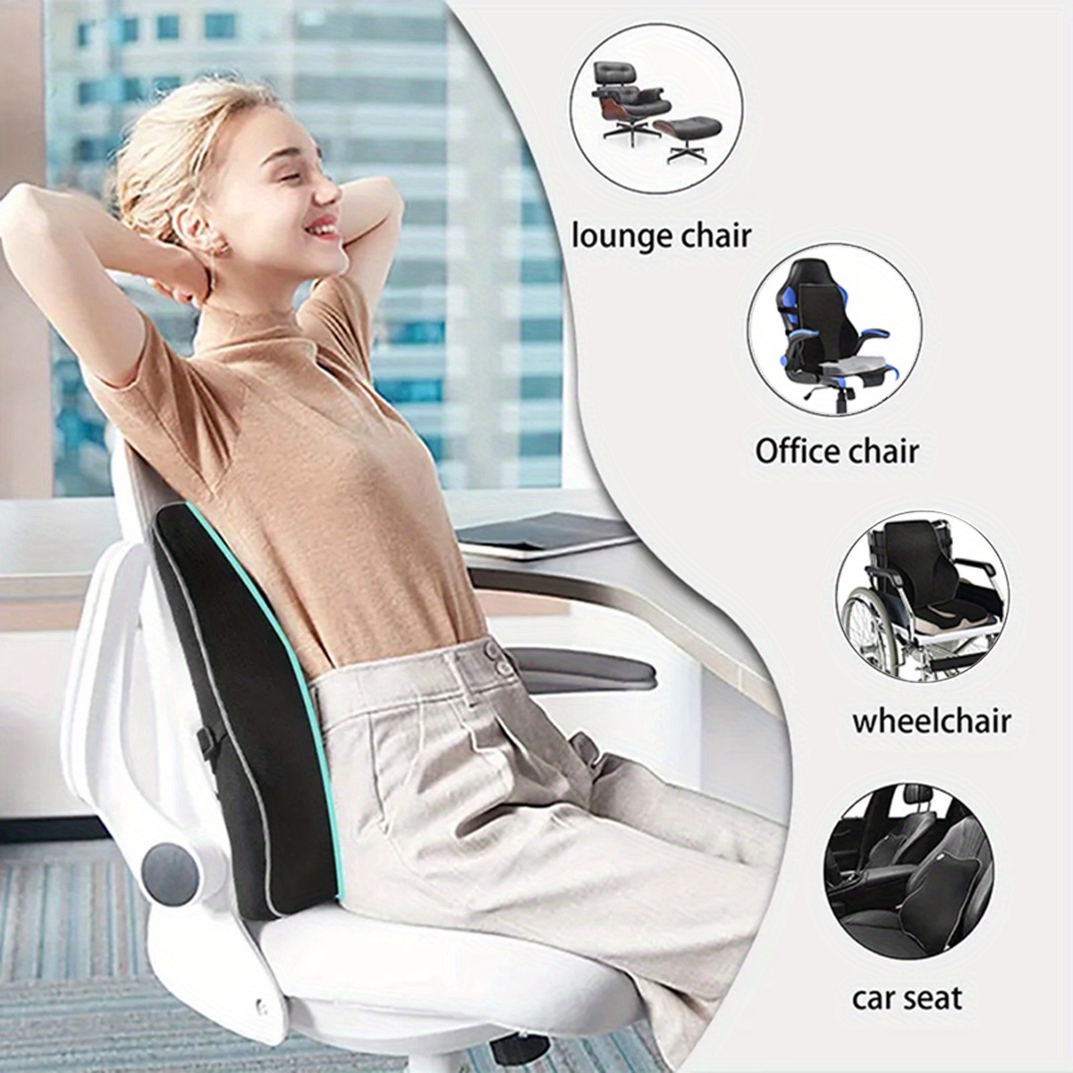 memory foam lumbar   chair support car seat waist support   for     details 10