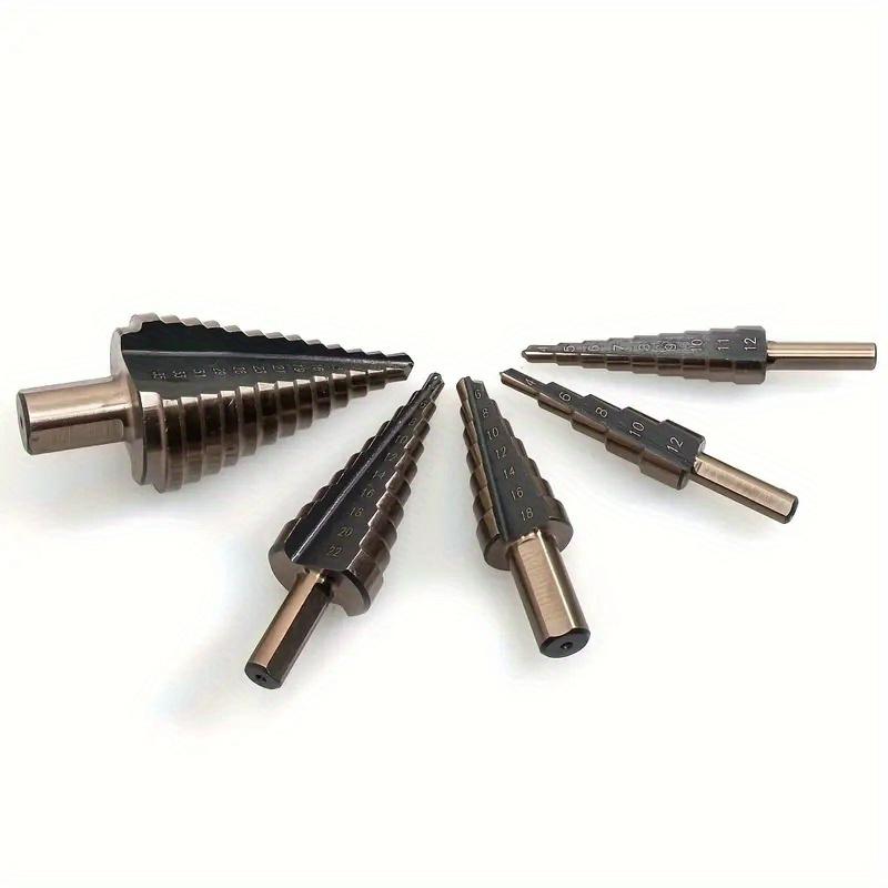 5pcs cobalt step drill bit set 50 sizes titanium conical cone drill hole cutter aluminum case details 4