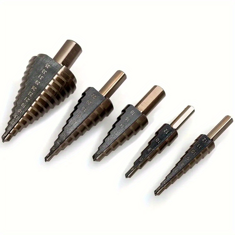 5pcs cobalt step drill bit set 50 sizes titanium conical cone drill hole cutter aluminum case details 3