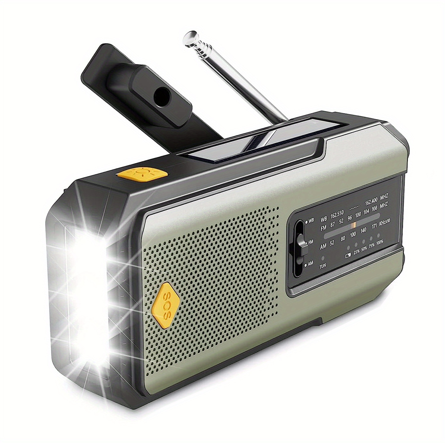 handslinger radio draagbare am / fm   weerradios noodslinger zaklamp zonnepaneel met 2000 mah oplaadbare batterij, type-c mobiele telefoonoplader & sos-alarm voor indoor outdoor camping emergency details 4