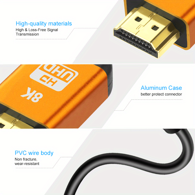 high speed 8k hdmi cable hdmi 2 1 cable aluminum alloy hdmi male to male cable hdmi 2 0 1 4 cable 8k hdmi cable high speed hdmi 2 1 cord 4k120 144hz 8k60hz 3d compatible for ps5 ps4 uhd tv and pc details 7