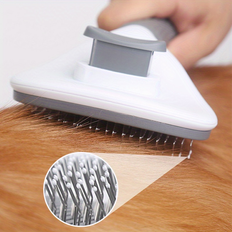 self cleaning slicker brush dog cat bunny pet grooming shedding brush easy to remove loose undercoat pet massaging tool suitable for pets with long or short hair details 6