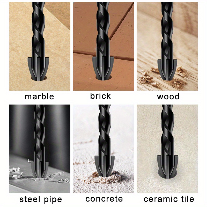 3 6 10pcs masonry drill bits concrete drill bit set for tile brick glass plastic and wood tungsten carbide tip work with ceramic tile wall mirror paver on concrete or brick wall details 3