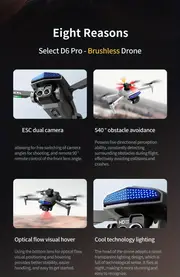 esc camera, d6 pro orange brushless optical flow remote control drone with sd dual camera 2 3 batteries esc camera 540 intelligent obstacle avoidance upgraded brushless motor headless mode wifi fpv app control details 1