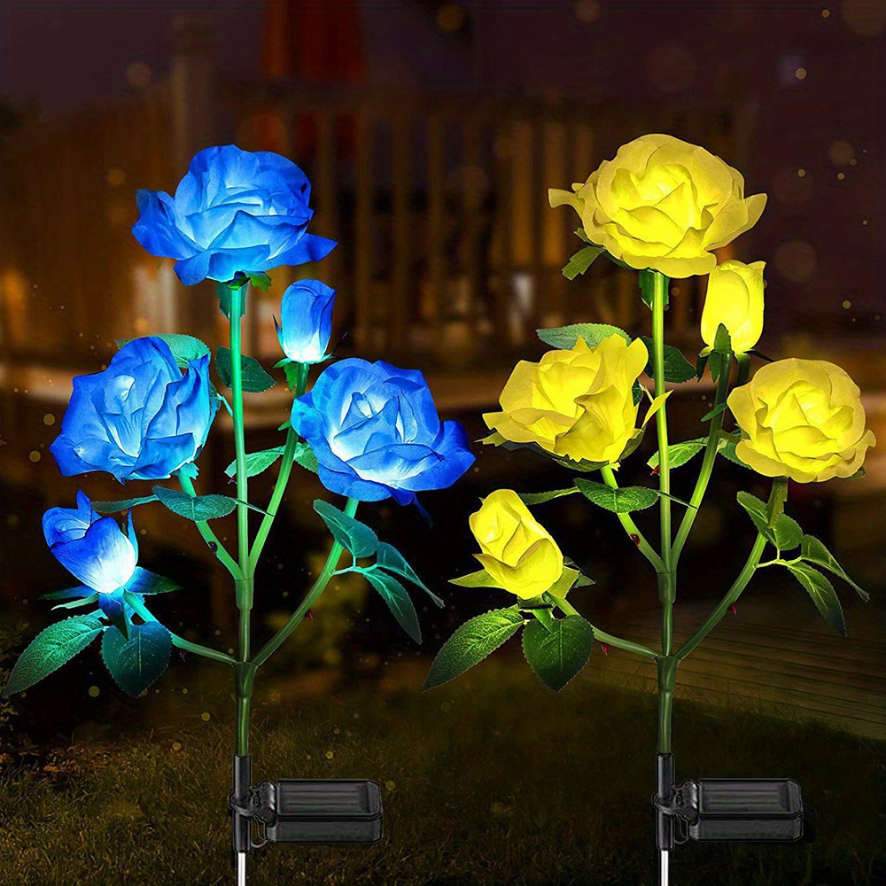 5 heads led solar rose lights simulated rose flower lamp for landscape garden home decoration christmas halloween birthday gifts valentines day decoration sports & outdoors temu details 4