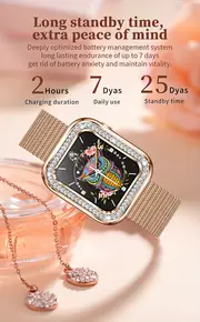 luxury rhinestone smart watch wireless call for women 1 59 hd touch screen multi sport modes period reminder sleep calories monitoring fitness sports watch for android ios details 14