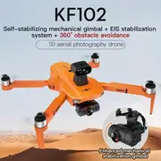 kf102 orange grey upgraded obstacle avoidance gps rc drone with hd dual camera 1 battery 2 axis self stabilizing electronic anti shake gimbal brushless motor christmas halloween thanksgiving gift details 0