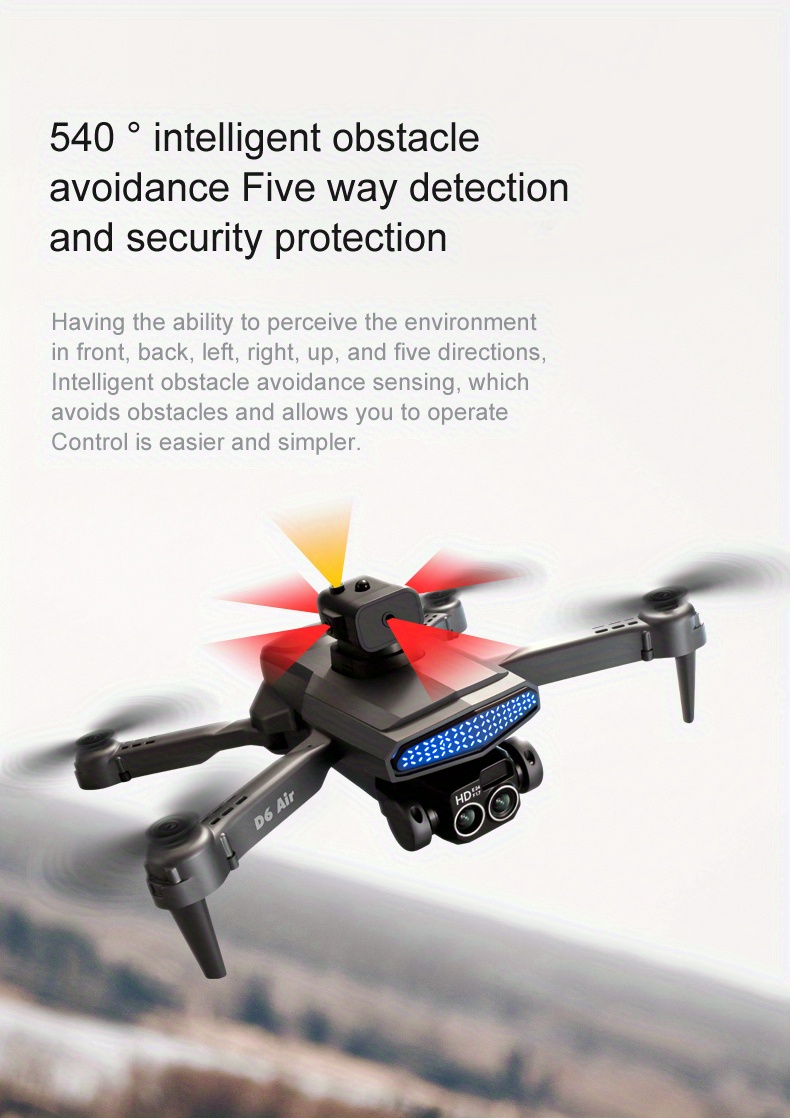 d6 air orange rc drone with sd dual esc camera optical flow positioning 540 intelligent obstacle avoidance details 7