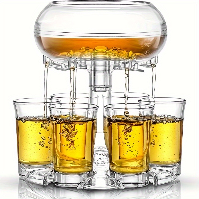 acrylic wine dispenser set with 6 cups transparent imitation glass design for parties gatherings handwash only details 1