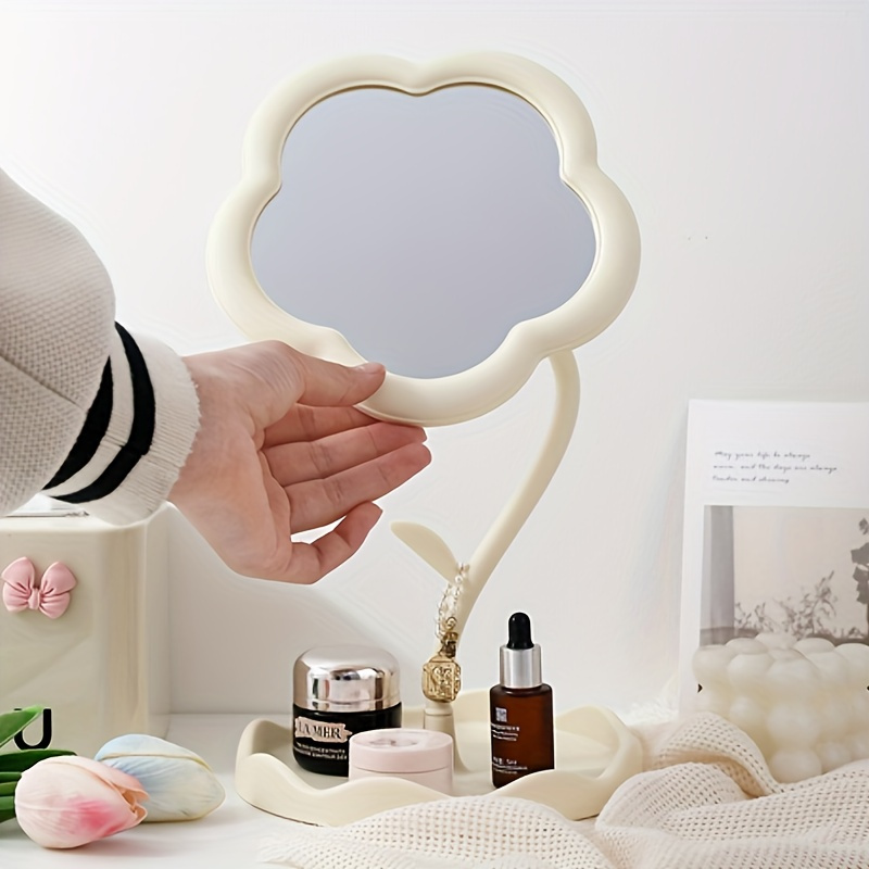 flower shaped makeup mirror girls dressing table desktop hanging jewelry bedroom dormitory desktop dressing mirror details 1