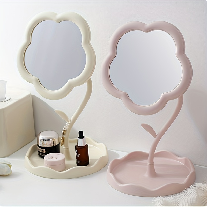 flower shaped makeup mirror girls dressing table desktop hanging jewelry bedroom dormitory desktop dressing mirror details 3