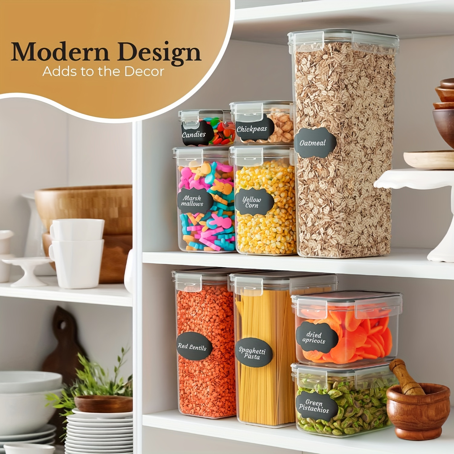 24pcs airtight food storage containers with lids bpa free kitchen storage containers for pasta dry food flour and sugar plastic canisters for pantry organization and storage with labels and marker home kitchen supplies details 4