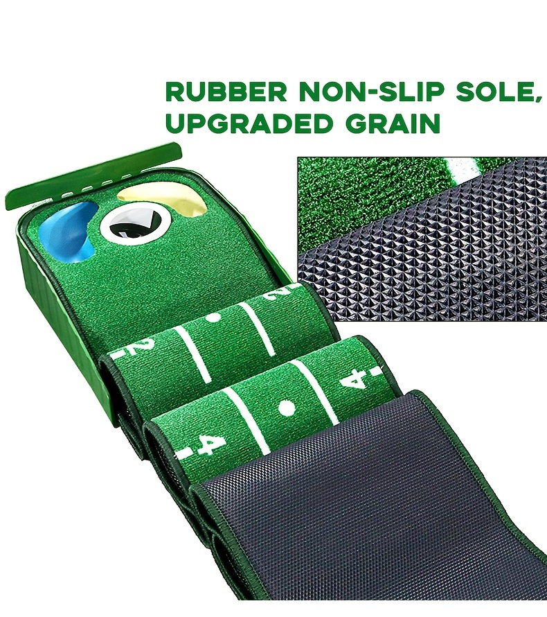 portable golf green mat indoor and outdoor golf putter practitioner golf hitting mat details 5