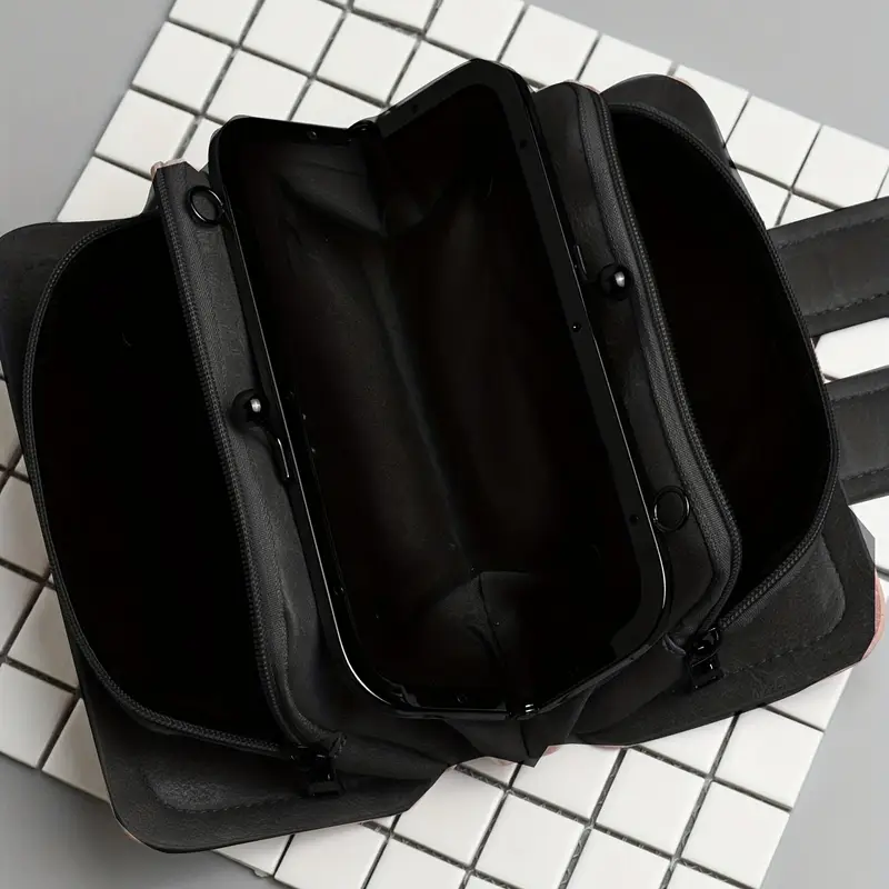 womens fashion retro clutch bag rivet motorcycle bag chain shoulder bag black mobile phone bag multi layer clip small square bag details 3
