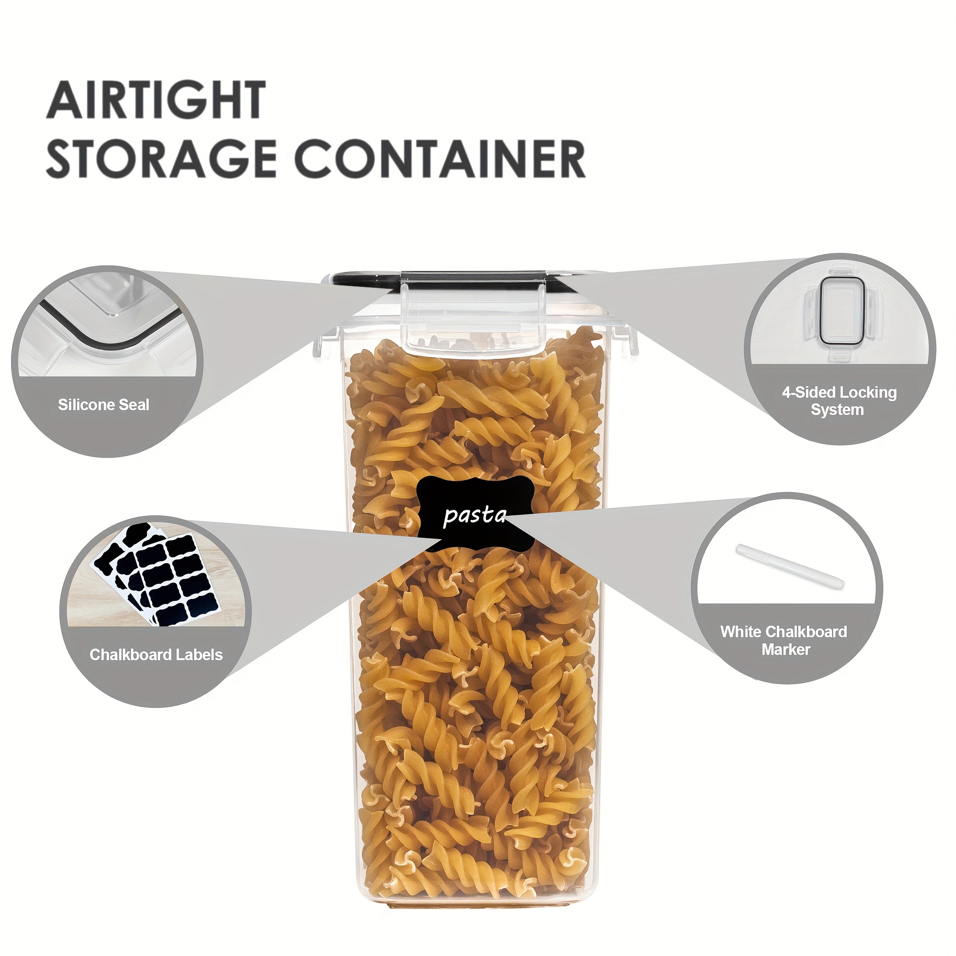 24pcs airtight food storage containers with lids bpa free kitchen storage containers for pasta dry food flour and sugar plastic canisters for pantry organization and storage with labels and marker home kitchen supplies details 6