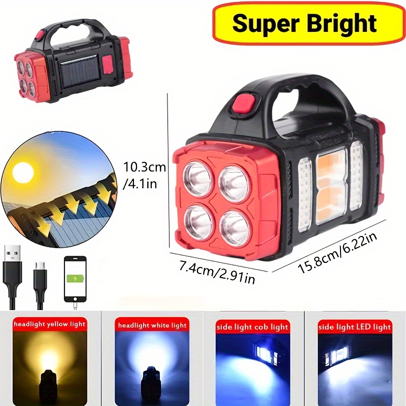 multifunctional led solar camping light bright portable rechargeable flashlight suitable for outdoor hiking camping sports & outdoors details 2