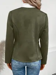 plus size elegant jacket womens plus solid long sleeve zip up round neck jacket details 58
