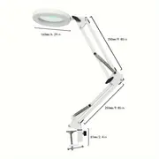 1pc 5x magnifying dimmable multifunctional desk lamp clip on swing arm foldable led desk lamp handmade embroidery beauty manicure repair welding work details 3