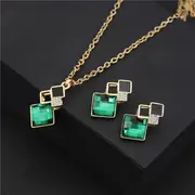 1 pair of earrings 1 necklace elegant jewelry set geometric design multi colors for u to choose match daily outfits party accessories details 9
