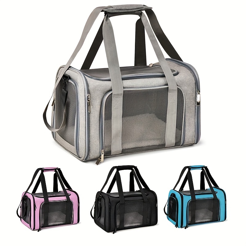 transporteur pour animaux approuvé par les compagnies aériennes - sac de transport pliable pour chiens et   à moyens animaux - sac de voyage pour avion avec bandoulière/poignées rembourrées, sac respirant pour cabine ou bagage enregistré (taille moyenne)