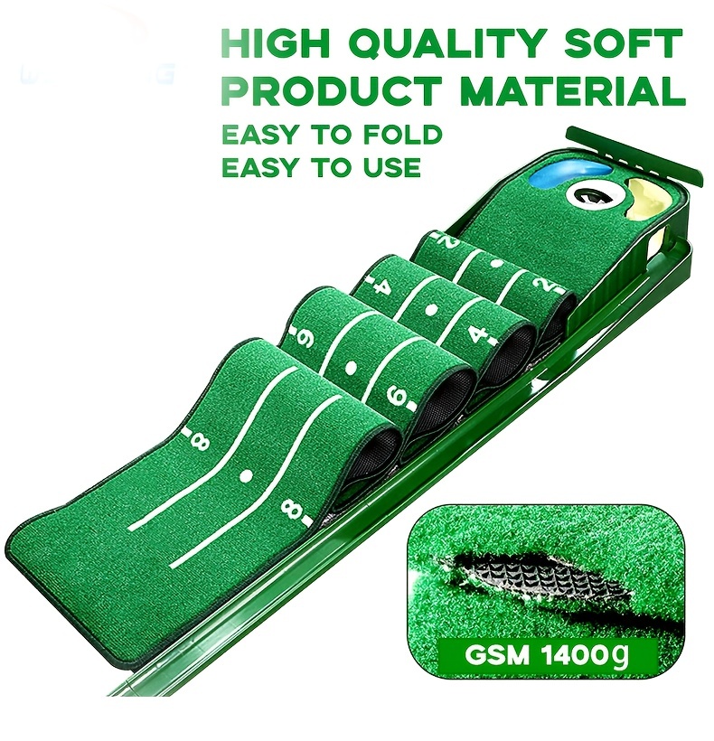 portable golf green mat indoor and outdoor golf putter practitioner golf hitting mat details 8