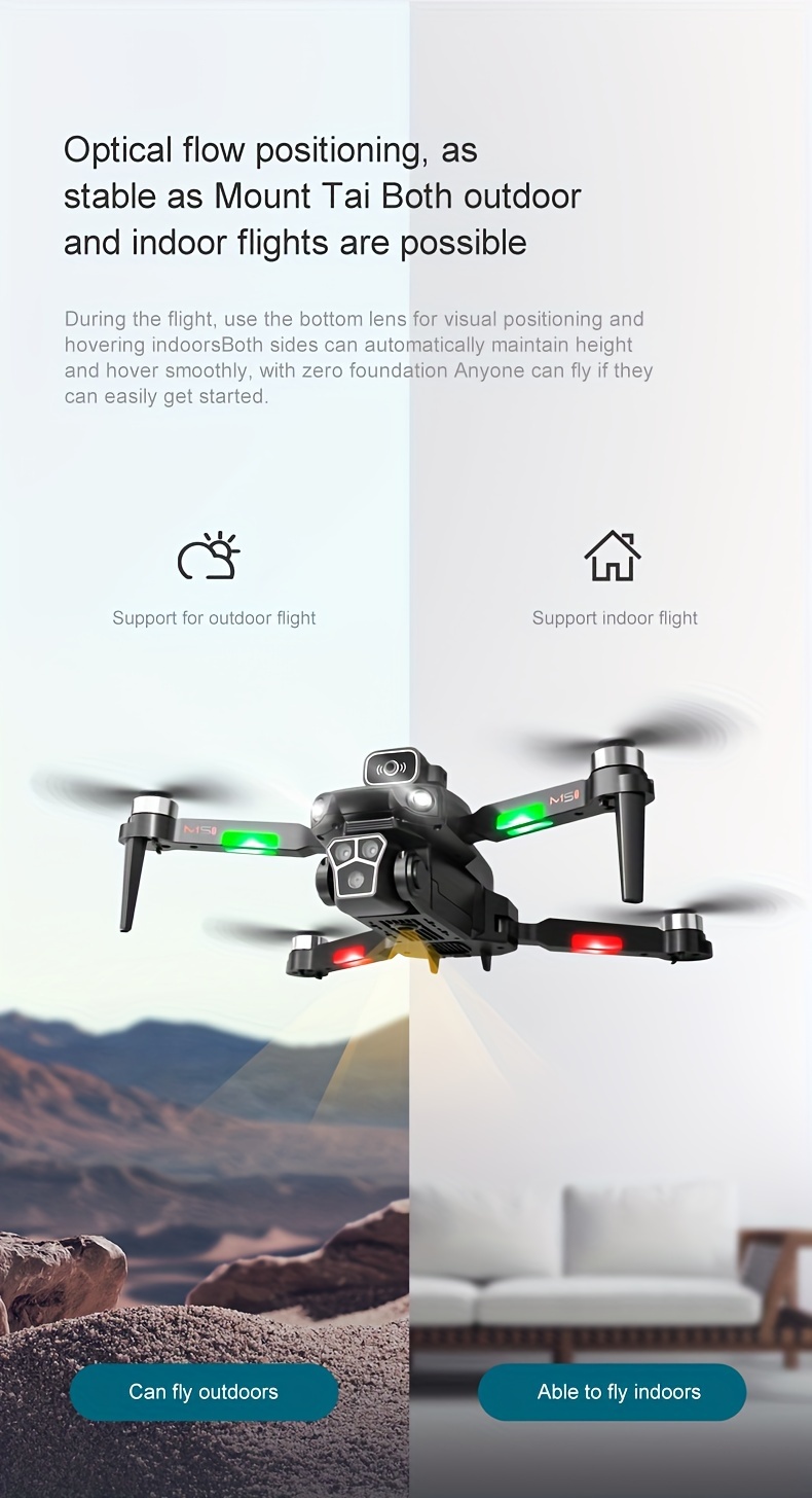 M1S Folding Drone Aerial Photography, Triple Mode Camera, With ESC Function, Horizontal/Vertical/Punch Shooting, Smart Obstacle Avoidance, With Storage Bag And Color Box, Halloween/Christmas Gift details 13
