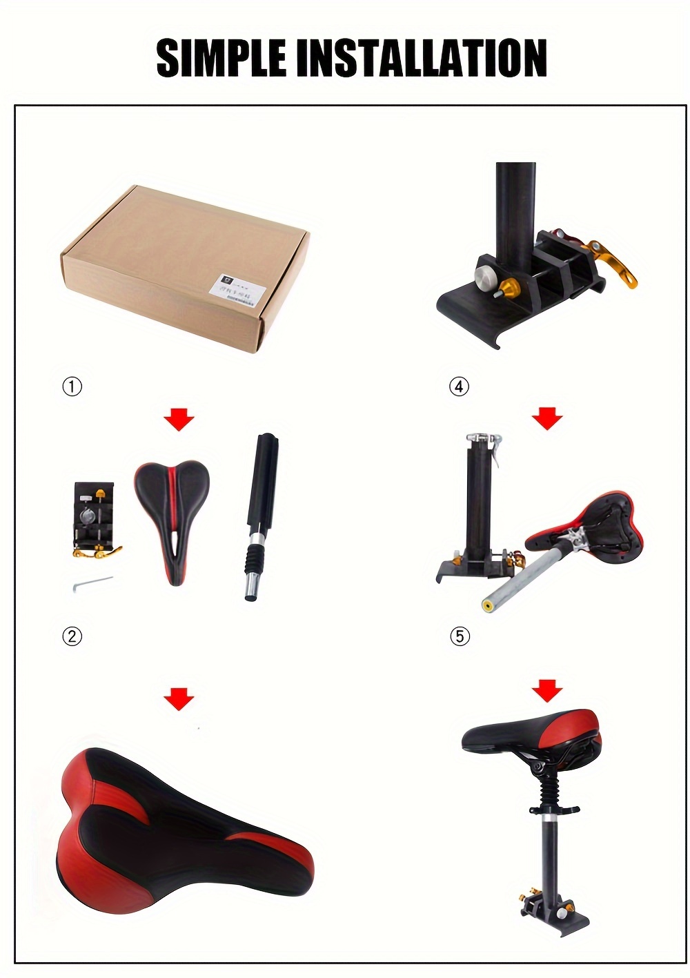 1pc Scooter Seat, Foldable Saddle, Aluminum Alloy Shock Absorbing Saddle, Scooter Accessories details 6