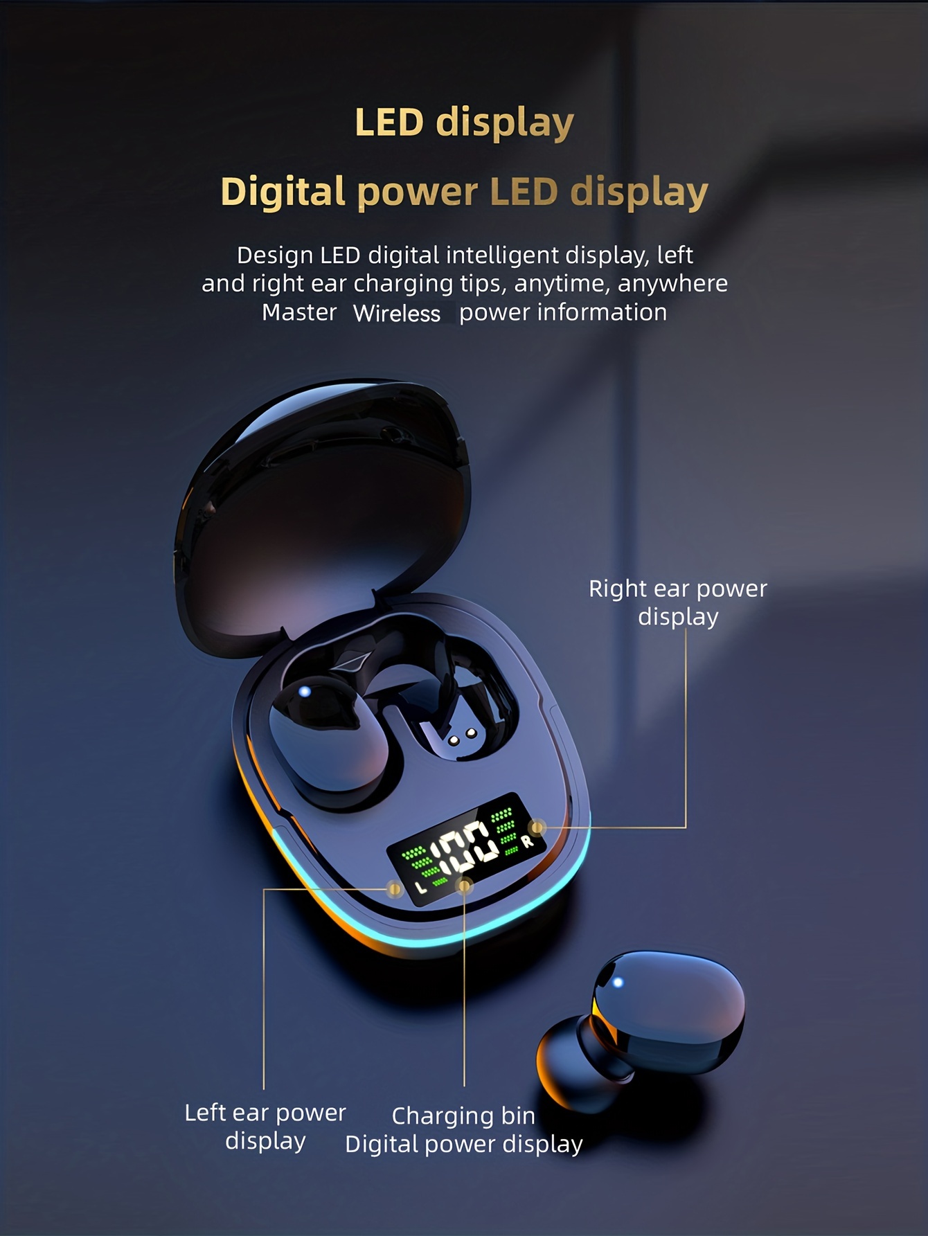 2024 new style wireless earphones headphones with led display touch in eartws wireless earbuds sports music game headset for ios android details 5