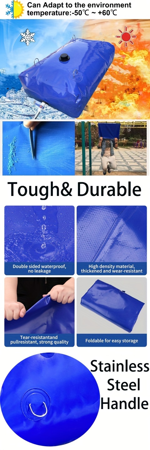 1 pack large capacity water storage bladder containers foldable portable water bladder tank vehicle mounted water storage bag multipurpose used drought resistance fire protection agricultural irrigation outdoor emergency water details 1