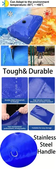 1 pack large capacity water storage bladder containers foldable portable water bladder tank vehicle mounted water storage bag multipurpose used drought resistance fire protection agricultural irrigation outdoor emergency water details 1