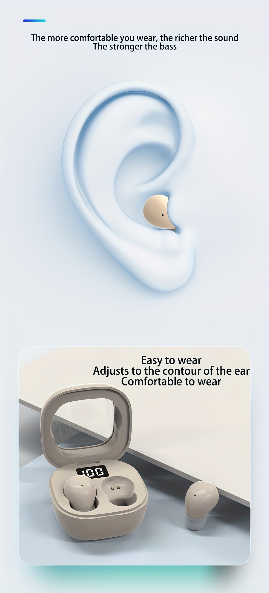 mini headphones 5 3 true wireless in ear earphones noise cancelling invisible hifi sound quality sport sport sleep in class invisible wear details 2