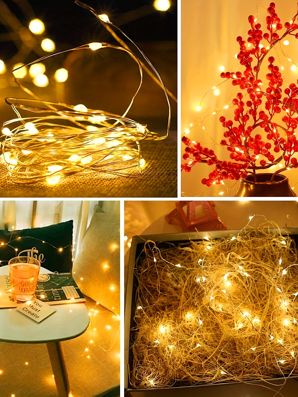 battery operated string lights, led fairy lights battery operated string lights copper wire string lights mini battery powered led lights for bedroom christmas parties wedding centerpiece decoration details 4