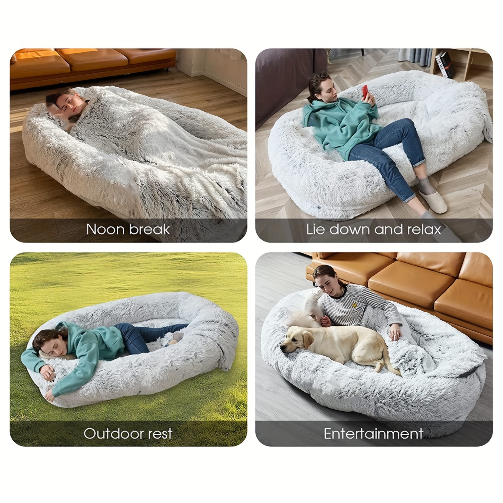 large human dog bed with blanket human sized big dog bed for adults pets huge napping day bed for you to doze off gigantic futon with foam filling and removable cover details 7