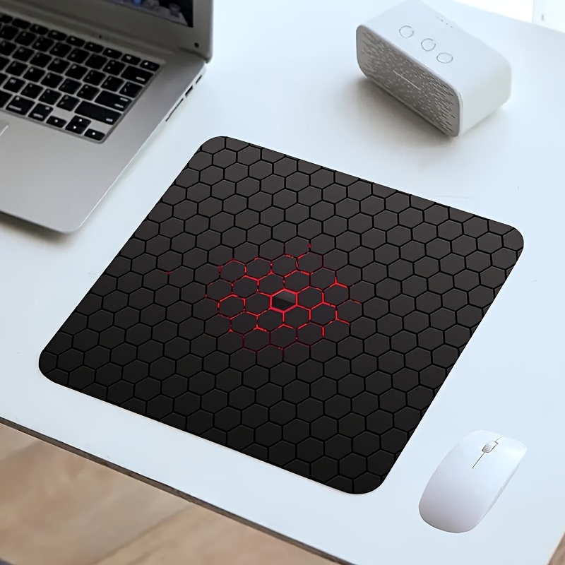 non slip rubber mouse pad oblong geometric gaming   desk accessory 7x8 6 inch mini soft computer mouse mat with hexagonal pattern details 0