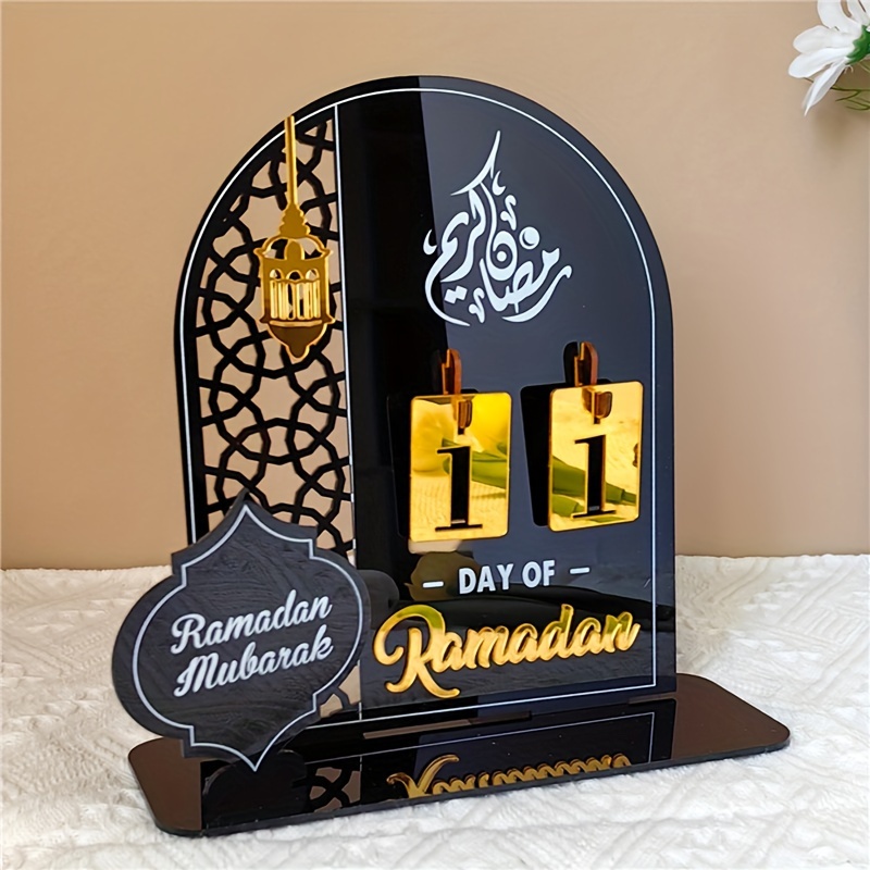 1pc acrylic ramadan countdown calendar gifts day of ramadan calendar with base replacing numbers ramadan mubarak islam advent day home decor room decor holiday decor details 2